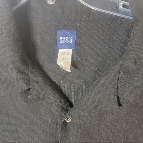 Basic Editions Mens Black/Blue Polo Shirt Solid Cotton Collared Big & Tall 4XL - Picture 7 of 10